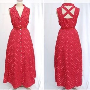 90s Sheri Martin red and white polka dot dress*